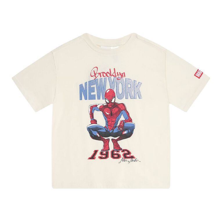 Spider-Man Short Sleeve Boxy Tee, Cream, hi-res