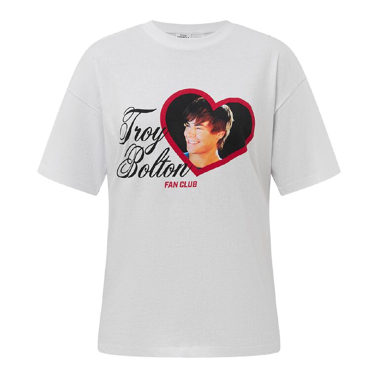 Disney Women's High School Musical Troy Bolton Tee, White, hi-res