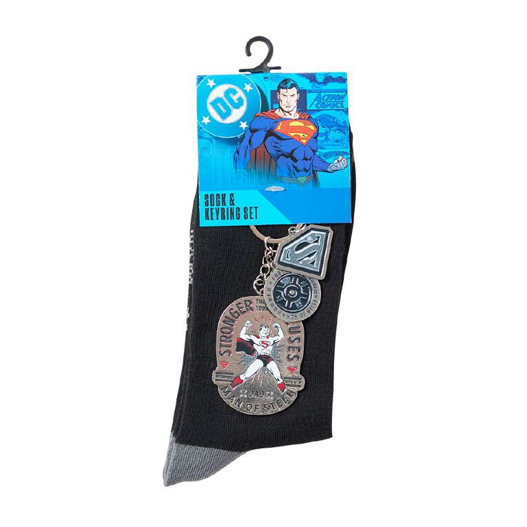 Superman Sock and Keyring Set, , hi-res