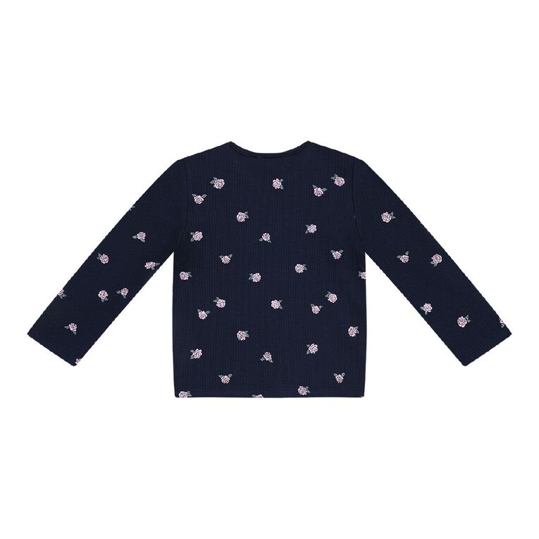 Young Original Toddler Girls' Long Sleeve Cosy Rib Tee, Blue Dark, hi-res