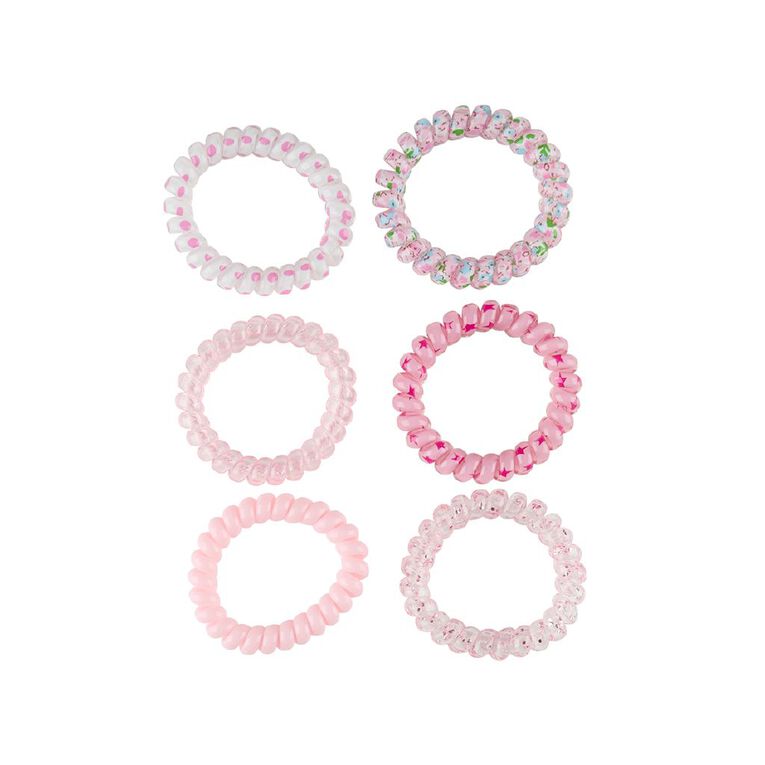 Coil Hair Ties Pink 6 Pack, , hi-res