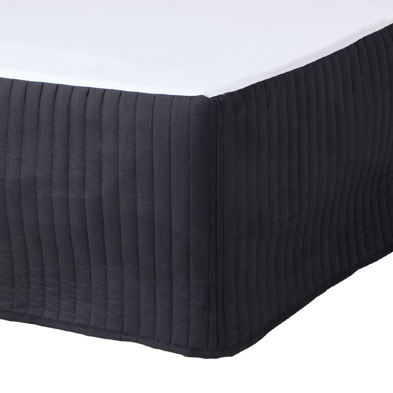 Living & Co Valance Quilted Bed Wrap Black Queen, , hi-res
