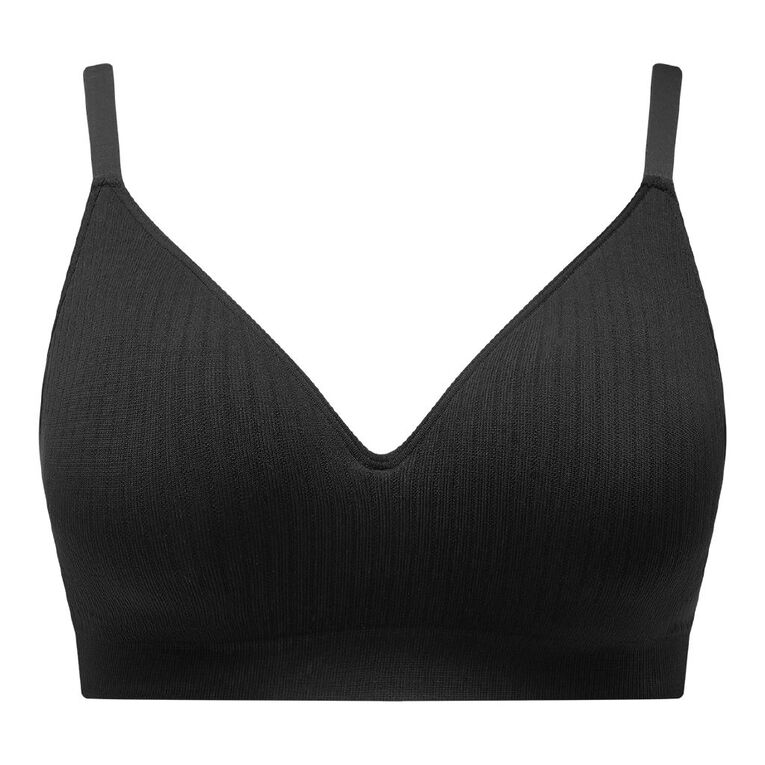 H&H Women's Juno Wide Rib Seamfree Bra, Black, hi-res