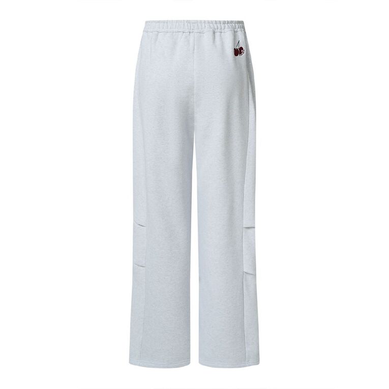 BRDRLESS Pleat Front Baggy Trackpants, Grey Marle, hi-res