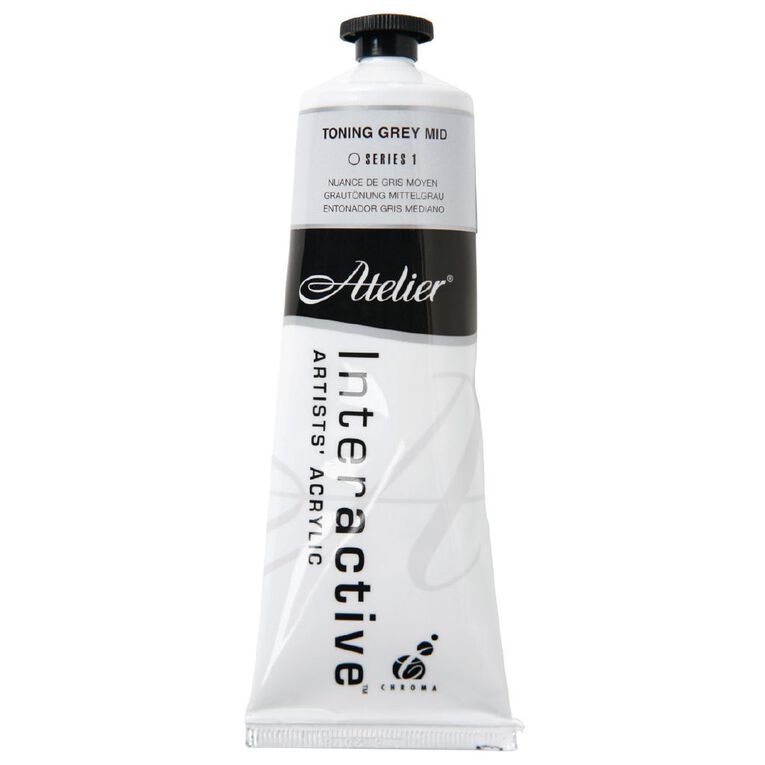 Atelier S1 Acrylic Paint Toning Grey Mid 80ml, , hi-res