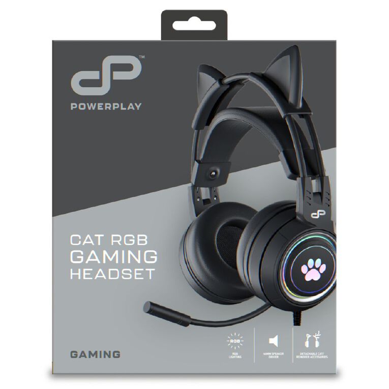 PowerPlay Cat RGB Gaming Headset Black, , hi-res