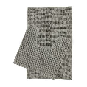 Living & Co Bath Mat Set Popcorn 2 Piece Grey Light 45cm x 75cm