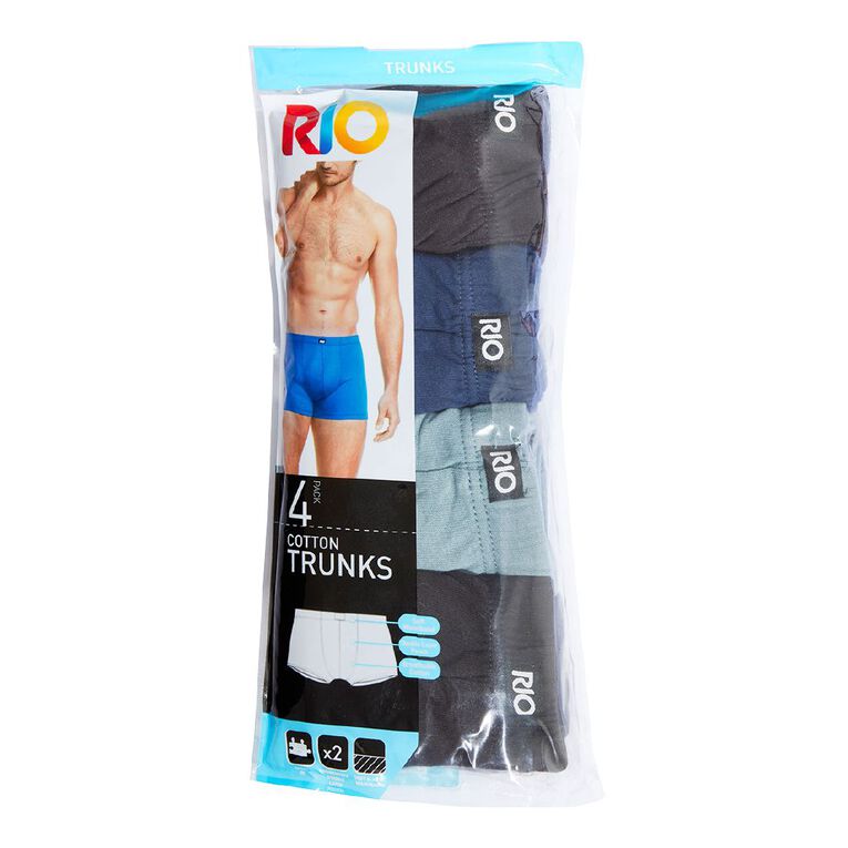 Rio Men's Tunnel Trunks 4 Pack, Blue/Grey, hi-res