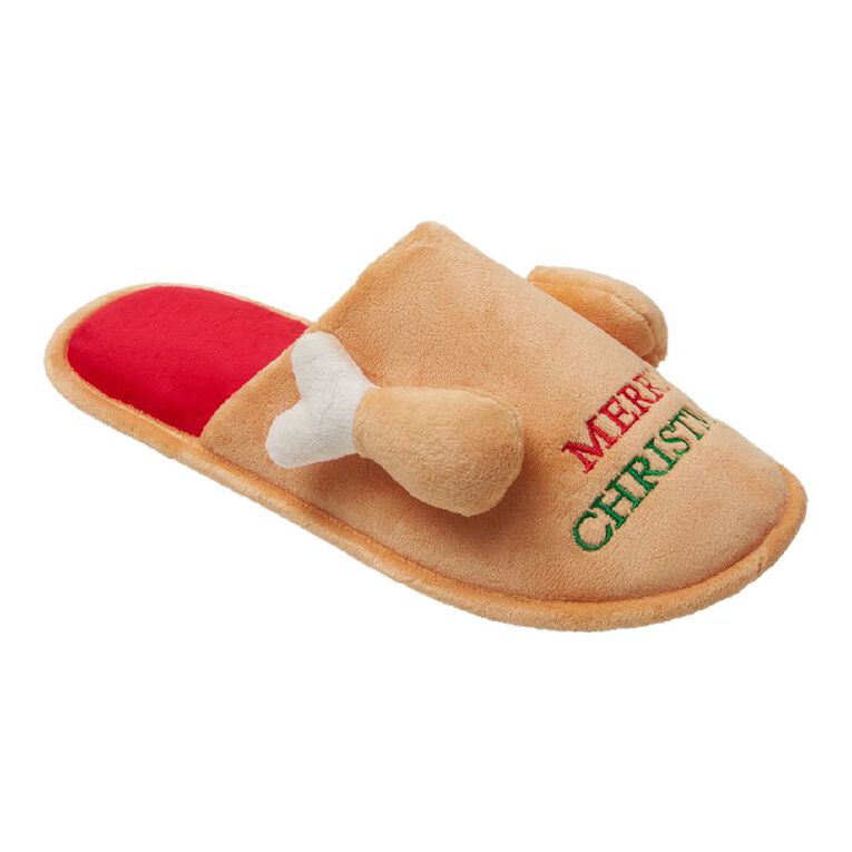 H&H Men's Christmas Slippers, Brown Light, hi-res