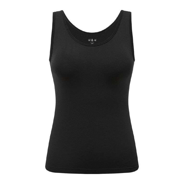 H&H Women's Essential Seamless Singlet, Black, hi-res