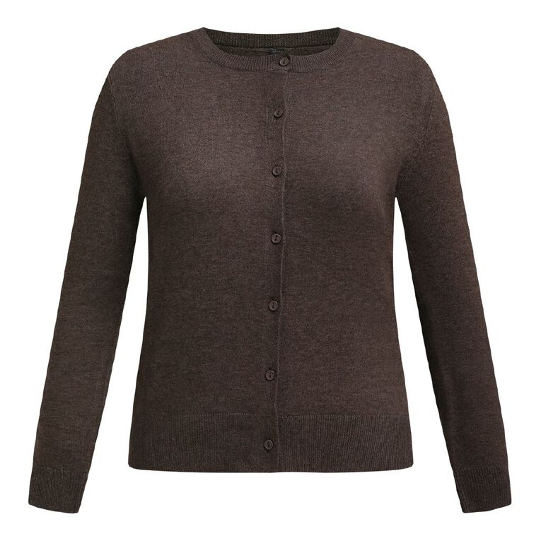 H&H Women's Essential Cardigan, Brown Dark, hi-res