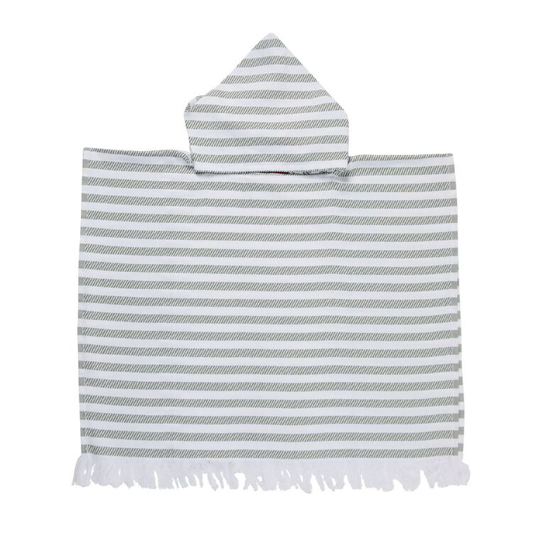 Living & Co Turkish Hooded Beach Towel Stripes Sage 60cm x 120cm, , hi-res