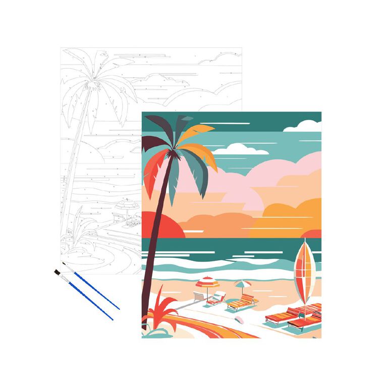 Future Useful Crafty Vacay Vibes Beachscape Paint by Numbers, , hi-res