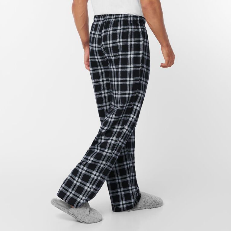 H&H Men's Flanelette Pyjama Pants, Black, hi-res