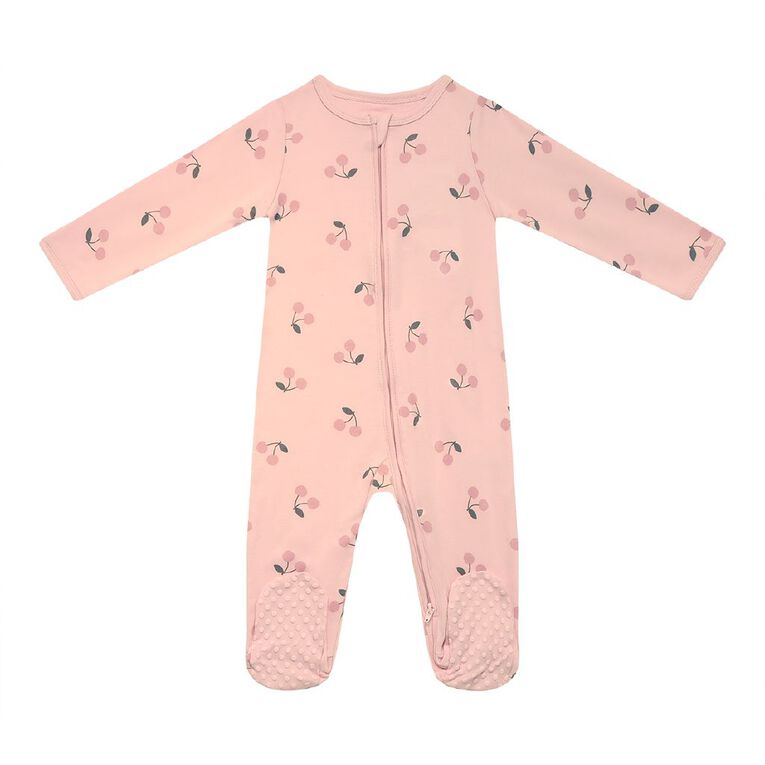 Young Original Babies' Zip-Thru Footed All-in-One, Pink Light CHERRY, hi-res