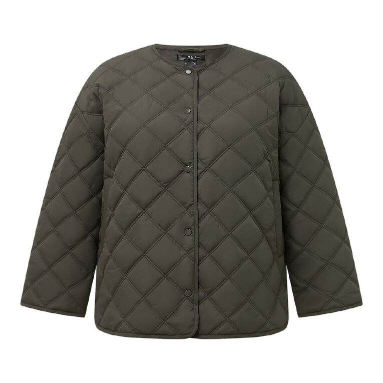 H&H Curve Women's Quilted Jacket, Green Dark, hi-res