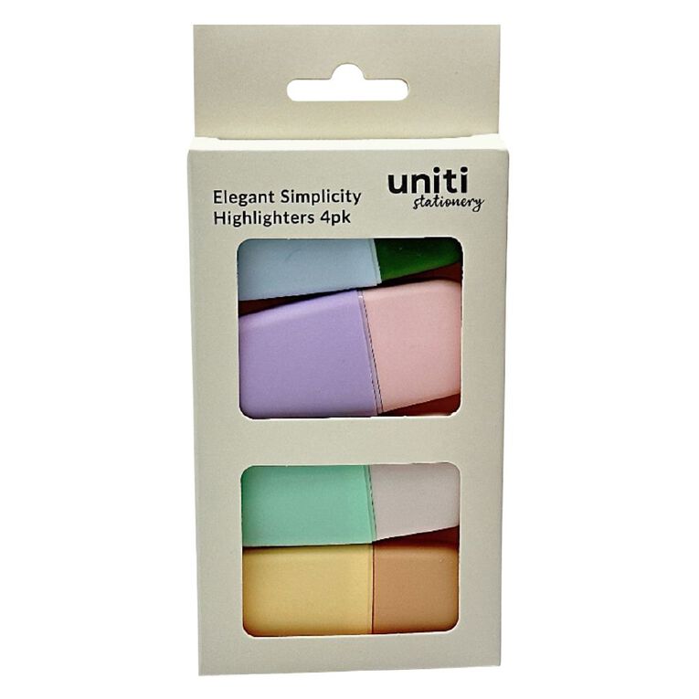 Uniti Stationery Elegant Simplicity Highlighters 4 Pack, , hi-res