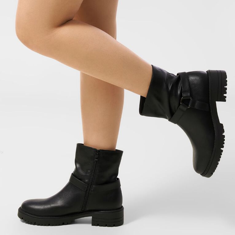 H&H Women's Hadley Moto Ankle Boots, Black, hi-res