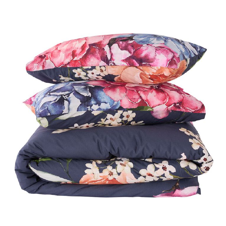 Living & Co Duvet Cover Set Washed Cotton Rosewood Multi-Coloured Queen, , hi-res