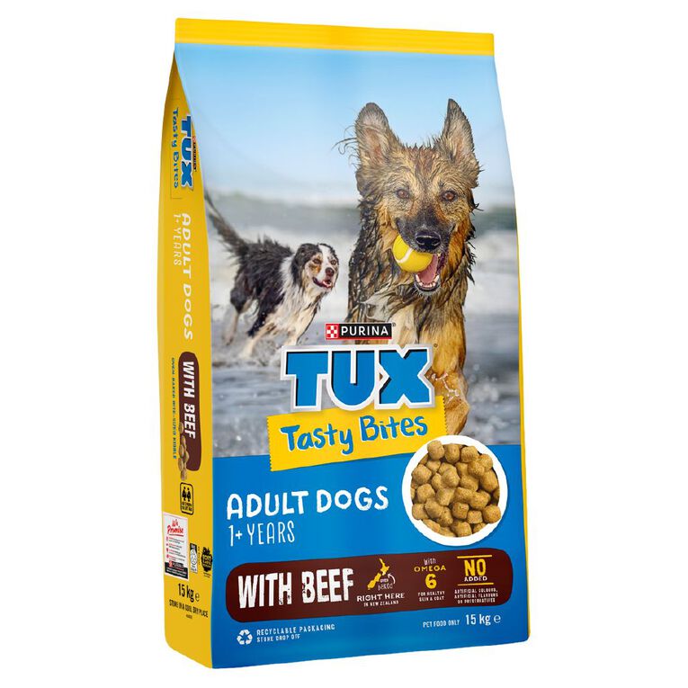 TUX Tasty Bites Beef Dry Dog Food 15kg, , hi-res