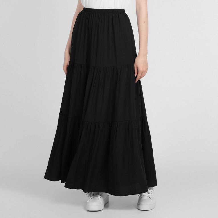 H&H Women's Boho Maxi Skirt, Black, hi-res