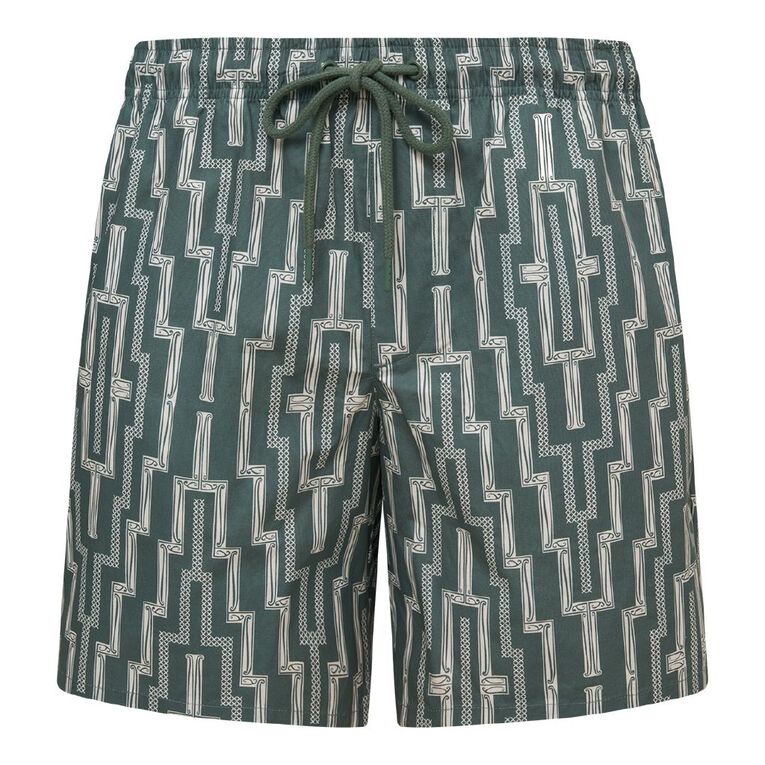 Karanga Ink Men's Shorts, Green Dark, hi-res