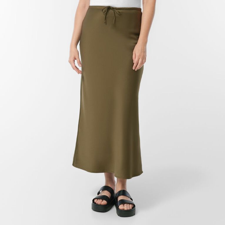 H&H Women's Satin Bias Skirt, Green Dark, hi-res