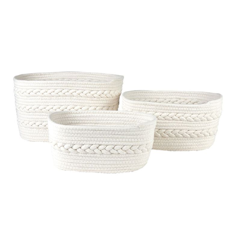 Living & Co Cotton Blend Basket Medium White, , hi-res