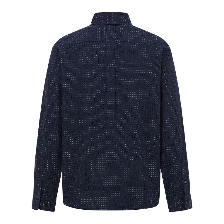 H&H Men's Long Sleeve Dobby Shirt, Blue Dark, hi-res