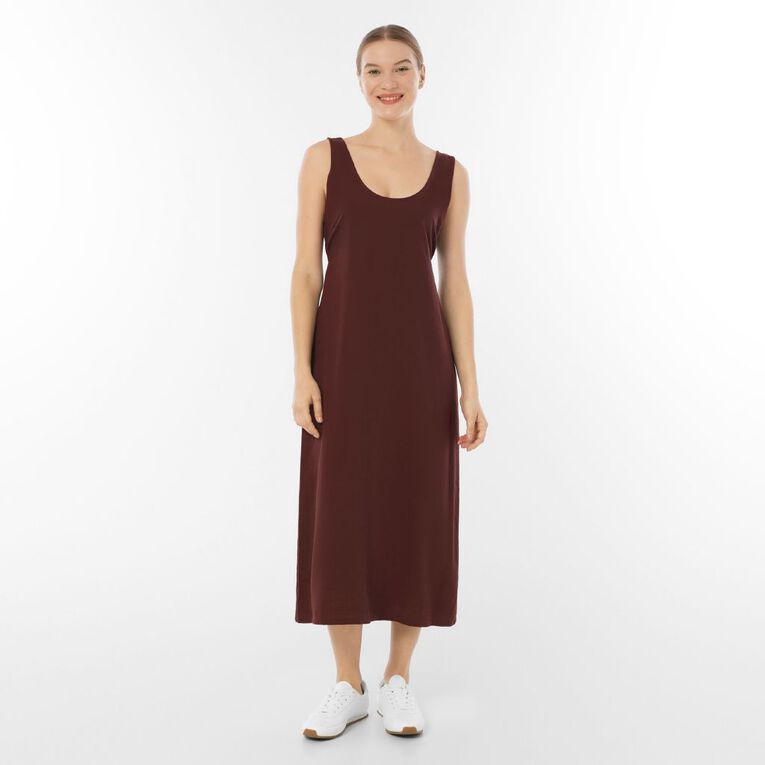 H&H Women's Sleeveless Scoop Dress Midi, Brown Dark, hi-res