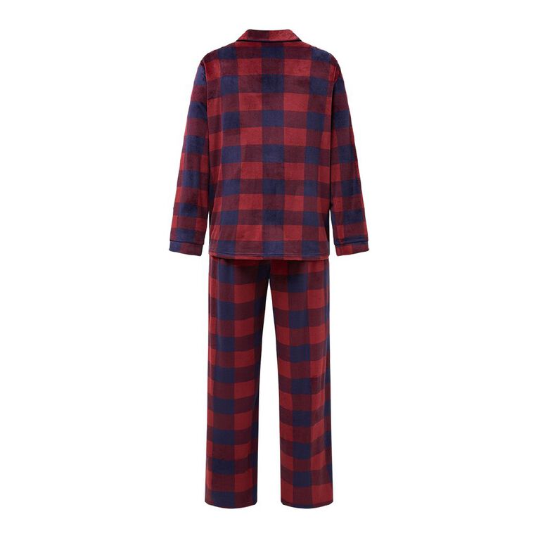 H&H Men's Soft Mink Button Up Pyjama Set, Green Dark, hi-res