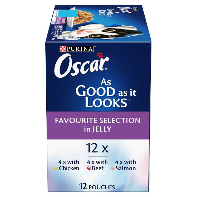 Oscar Adult Favourites Selection Jelly Wet Cat Food Pouch 12 x 85g, , hi-res