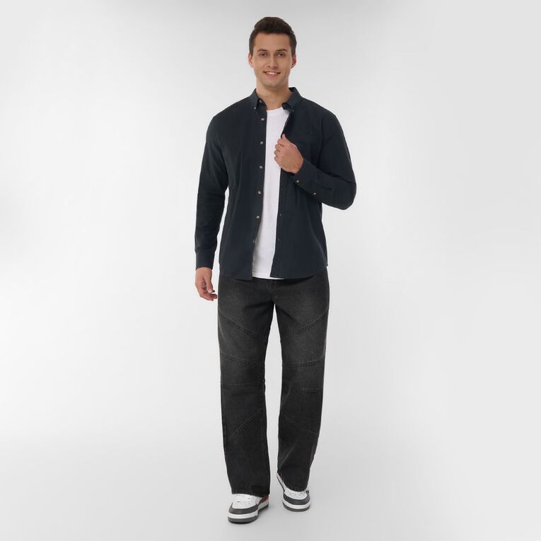 H&H Men's Long Sleeve Oxford Shirt, Black, hi-res