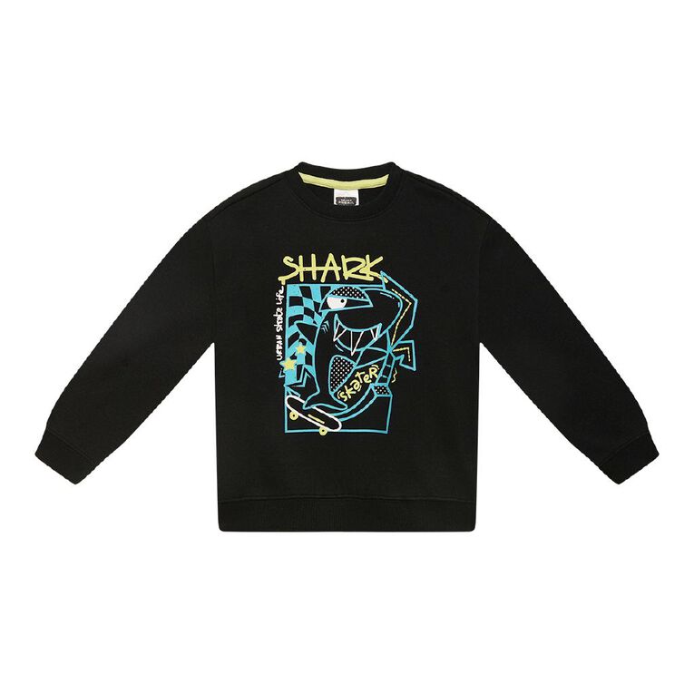 Young Original Print Crew Sweatshirt, Black, hi-res