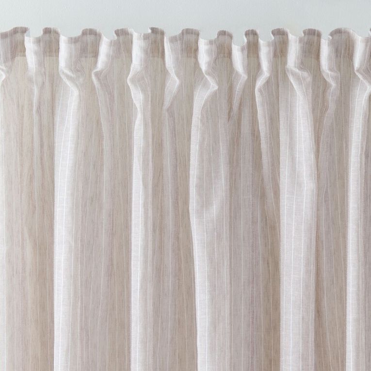 Living & Co Bella Striped Voile Natural 90-180cm Wide/200cm Drop, , hi-res