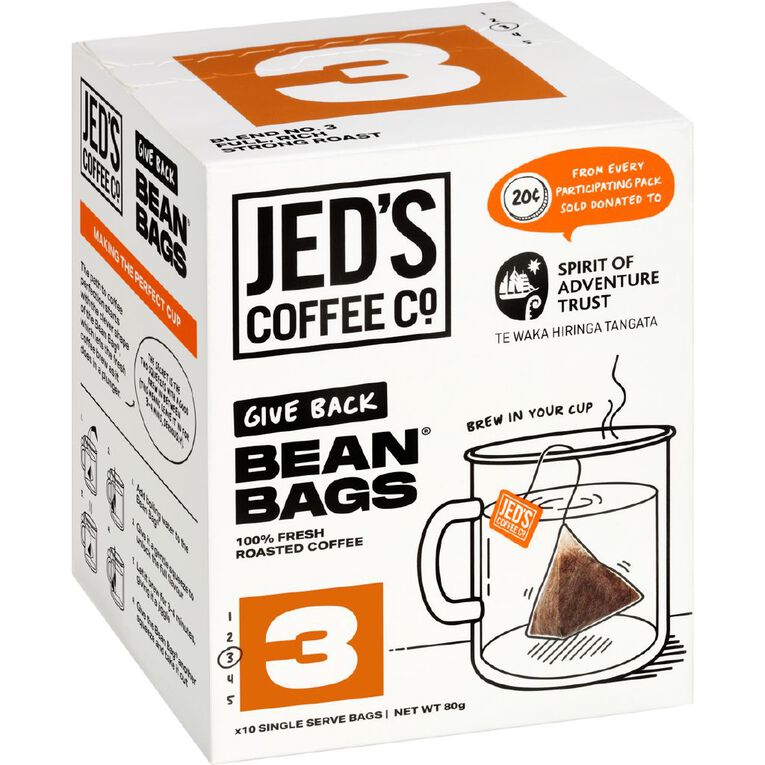 Jed's No.3 Strong Coffee Bean Bags 10 Pack, , hi-res