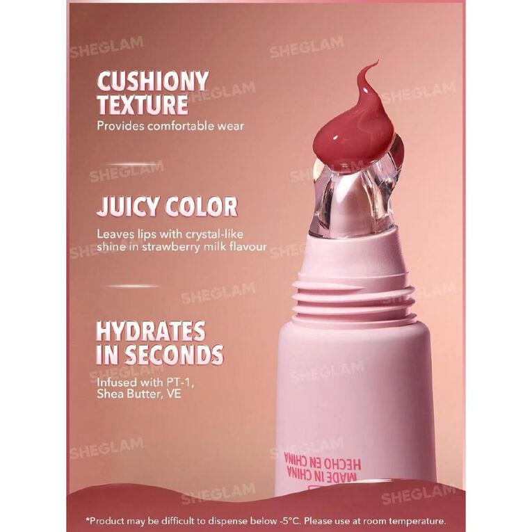 Sheglam Crystal Glaze Moisturizing Lip Care Strawberry Milk 10ml, , hi-res