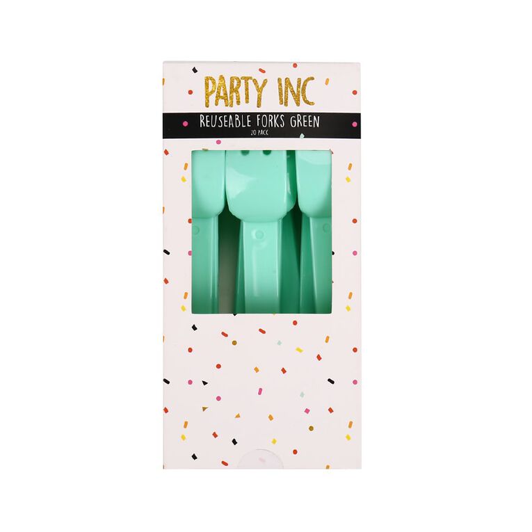 Party Inc Reuseable Forks Green 20 Pack, , hi-res