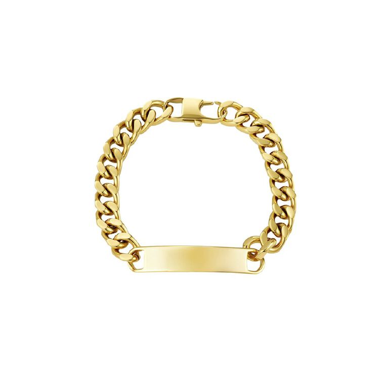 Waterproof Men's Gold Plated Curb Bracelet, , hi-res