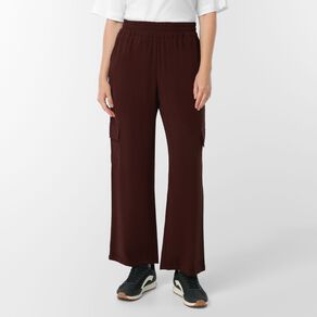 H&H Women's Twill Wide Leg Relaxed Cargo Pants