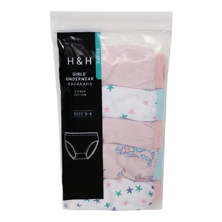H&H Girls' Briefs 5 Pack, Pink Light, hi-res