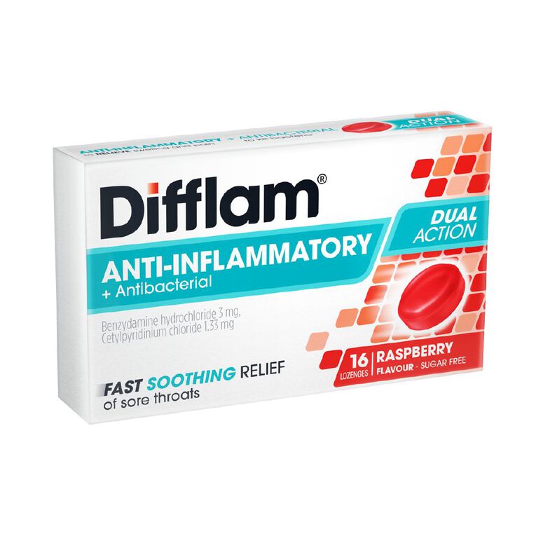 Difflam Dual Action Raspberry Lozenges, , hi-res