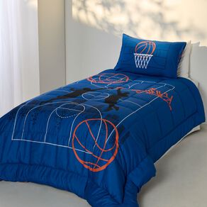 Living & Co Kids 2 Piece Comforter Basketball Blue King Single