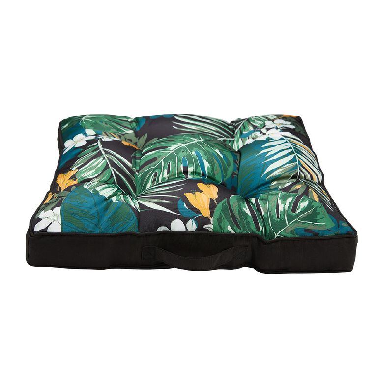 Living & Co Outdoor Floor Cushion Flora Green Dark 55cm x 55cm, , hi-res