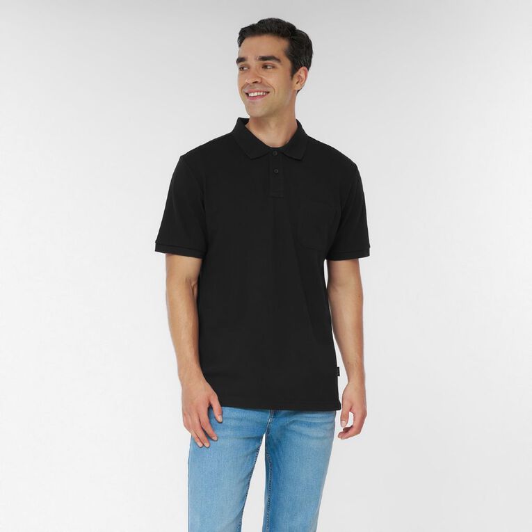H&H Men's Pique Polo, Black, hi-res