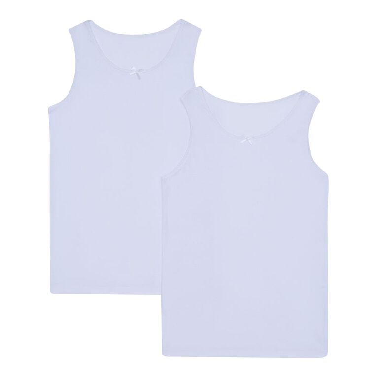 H&H Girls' Singlet 2 Pack, White, hi-res