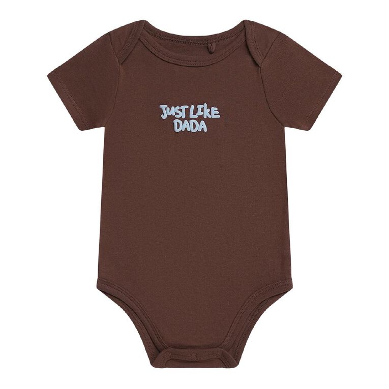 Young Original Babies' Short Sleeve Printed Single Bodysuit, Brown Dark, hi-res