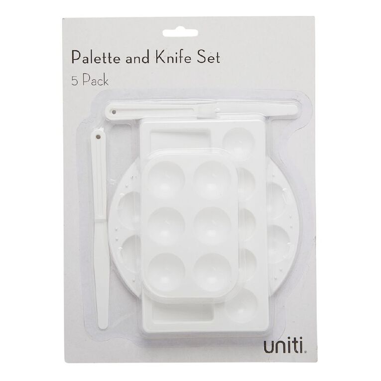 Uniti Plastic Palette & Knife Set 5 Piece, , hi-res
