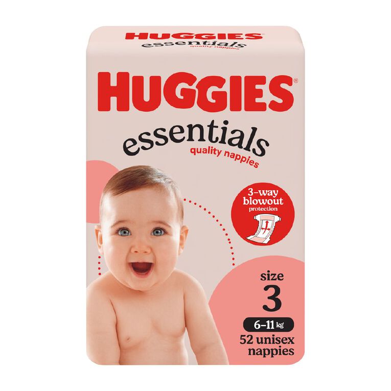 Huggies Essential Nappy Size 3 6-11kg 52 Pack, , hi-res