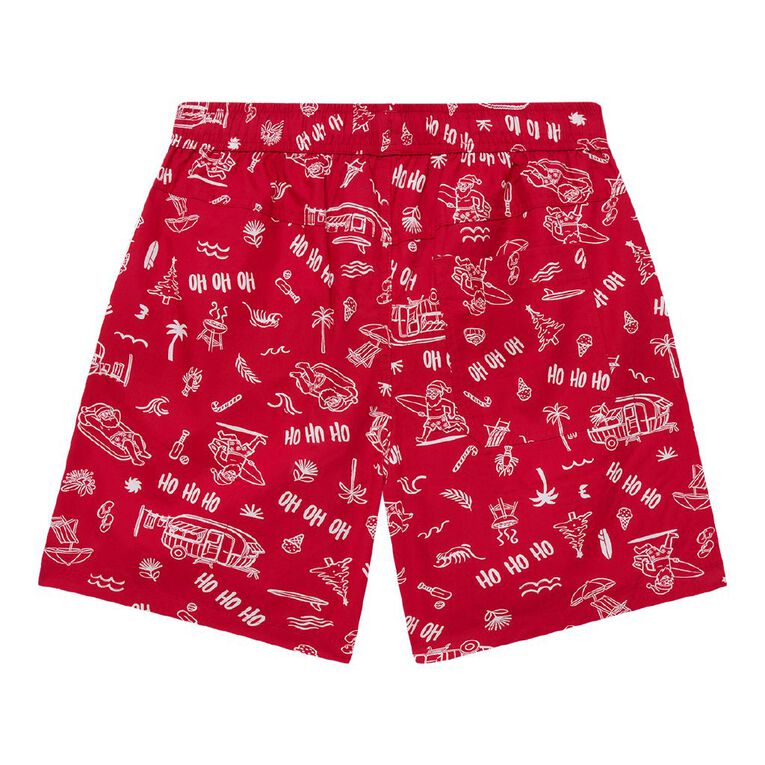 Young Original Woven Christmas Shorts, Red Mid, hi-res